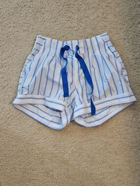 lululemon athletica Blue & White Striped Athletic Shorts